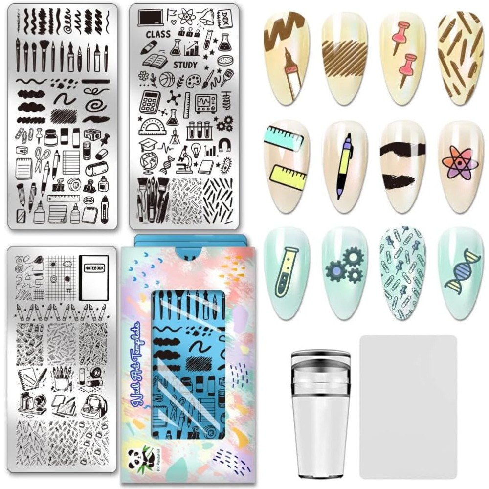 Stationery Books - 3 stuks briefpapier nagelstempelplaten pen liniaal