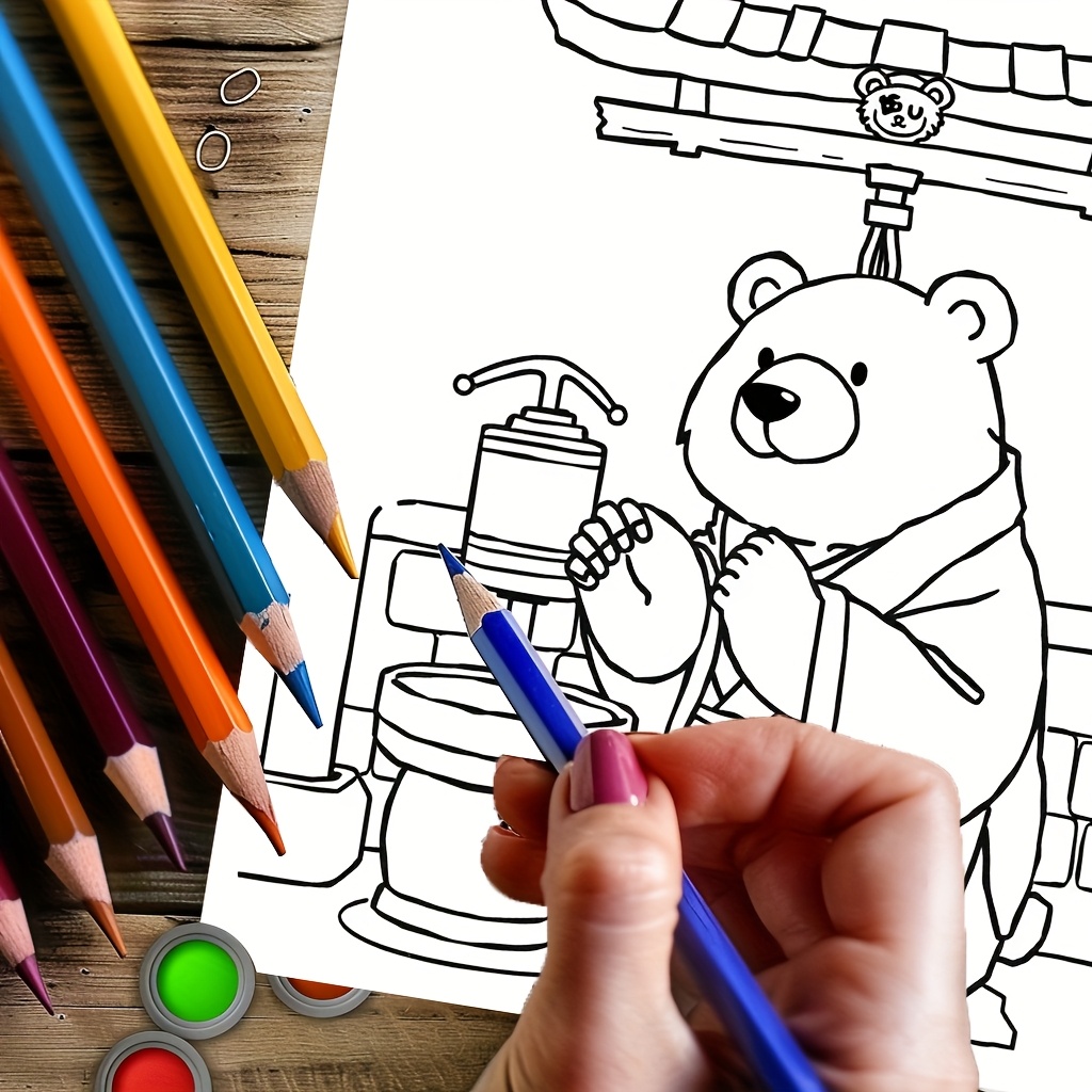 28-pagina's schattige beer in  - Adult Coloring Book Stress Relief recensie en prijs