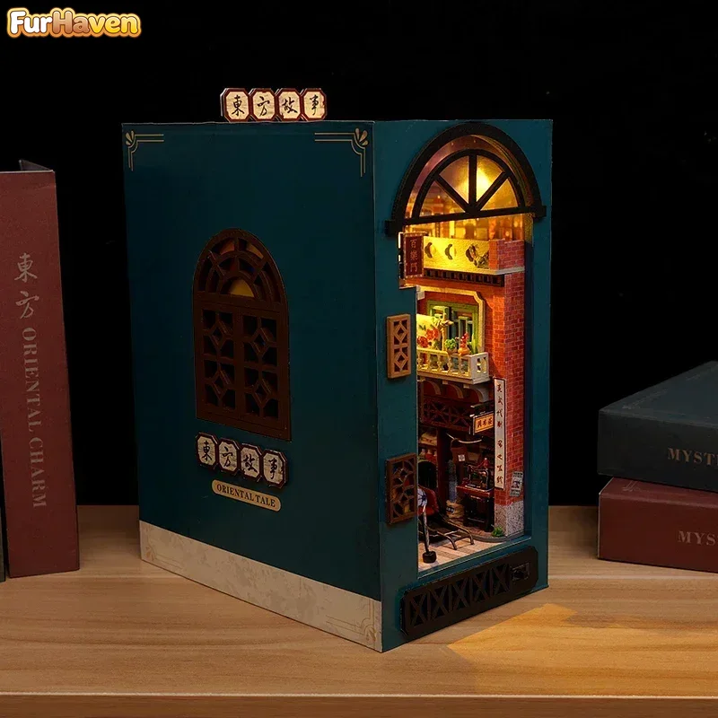 DIY houten oosterse verhalen C - Diy Wooden Book Nook Kit Shelf Insert recensie en prijs