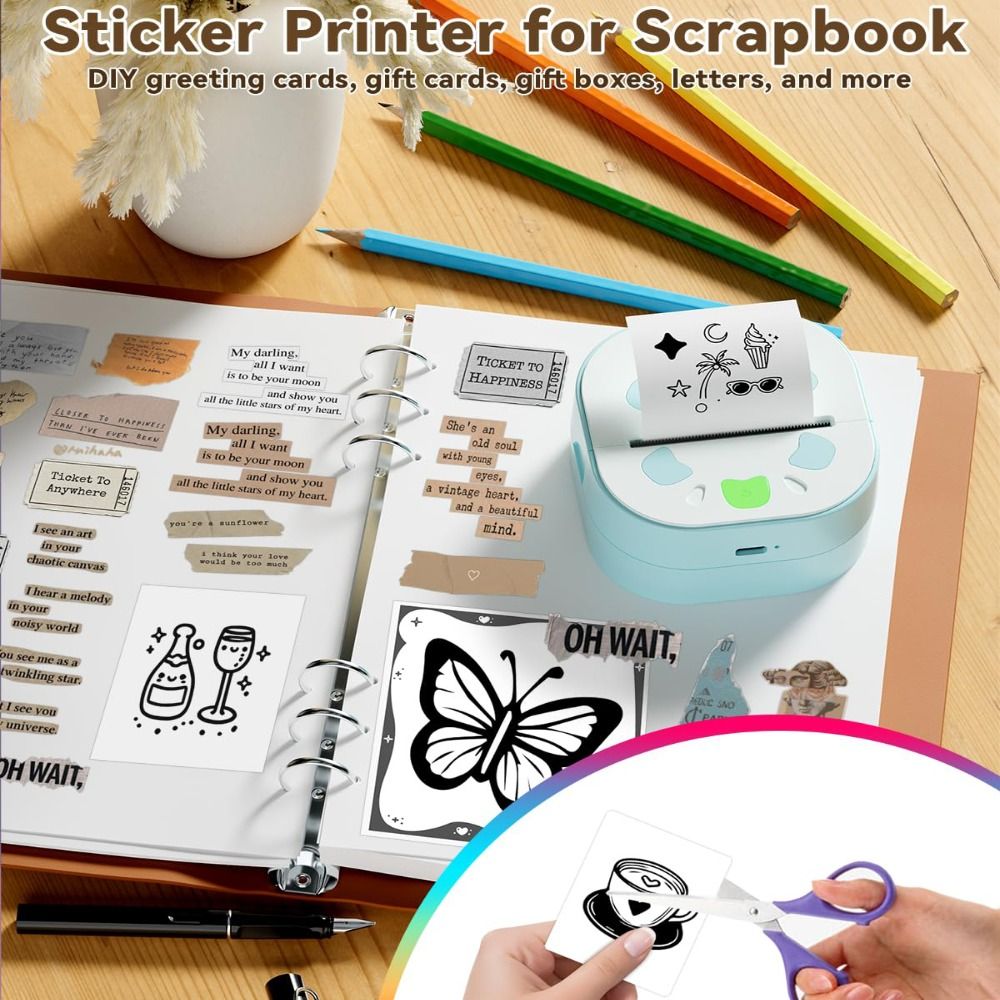 Mini-stickerprinter Inktloos a - Mini Pocket Thermal Printer Paper Roll recensie en prijs